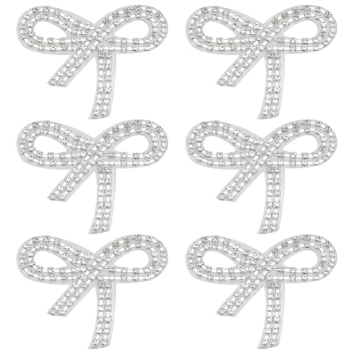 BEUNITONE 6 x Strass-Schleifenaufnäher für Kleidung, Schleifen-Applikation, Bügelflicken, handgefertigter Kristall-Stickerei-Aufnäher für selbstgemachte Hochzeitskleid, Hosen, Hüte, Taschen BEUNITONE 6 x Strass-Schleifenaufnäher für Kleidung, Schleifen-Applikation, Bügelflicken, handgefertigter Kristall-Stickerei-Aufnäher für selbstgemachte Hochzeitskleid, Hosen, Hüte, Taschen von BEUNITONE