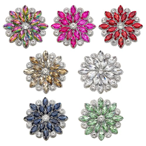 BEUNITONE 7 farbige Strass-Applikationen für Stirnband, Schmuck, Basteln, gemischte Farben, blumenförmige Glassteine, 5,9 x 5,9 cm, dekoratives Strass-Zubehör für Kleidung, Schuhe, Hüte, Taschen BEUNITONE 7 farbige Strass-Applikationen für Stirnband, Schmuck, Basteln, gemischte Farben, blumenförmige Glassteine, 5,9 x 5,9 cm, dekoratives Strass-Zubehör für Kleidung, Schuhe, Hüte, Taschen von BEUNITONE