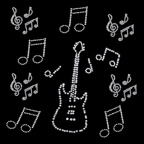 BEUNITONE 9 x Strass-Aufnäher mit Musiknoten, zum Aufbügeln, Hotfix-Aufnäher, für Kleidung, Hosen, Hüte, Socken, Jeans, Jacken, Schuhe, Dekoration, Weiß, Musiknoten, zum Aufbügeln BEUNITONE 9 x Strass-Aufnäher mit Musiknoten, zum Aufbügeln, Hotfix-Aufnäher, für Kleidung, Hosen, Hüte, Socken, Jeans, Jacken, Schuhe, Dekoration, Weiß, Musiknoten, zum Aufbügeln von BEUNITONE
