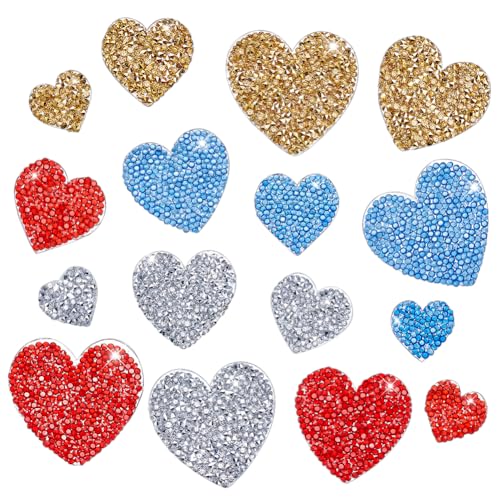 BEUNITONE Aufnäher mit Strass-Herzen, für Kleidung, 4 Farben, zum Aufbügeln oder Aufnähen, glitzernde Kristall-Herz-Aufnäher, Pailletten-Patches für Kleidung, Hüte, Schuhe, Taschen, tägliche von BEUNITONE