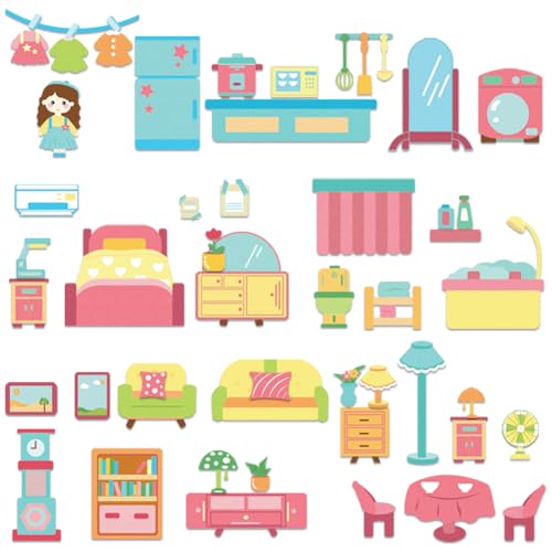 BEUNITONE Filz Geschichtentafel Für Zuhause 51 Stück Vorschulmöbel Filz Geschichtenstücke Für Vorschulaktivitäten Frühes Lernen Interaktives Spielset Wandbehang Geschenk Für Klassenzimmer Familie von BEUNITONE