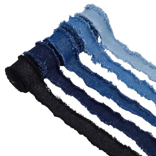 BEUNITONE Jeansband zum Basteln, handgefertigt, rustikal, ausgefranst, Baumwolle, Jeans-Stoffband für Blumenstrauß, je 2 m x 3,8 cm, Stoffbänder für Geschenkverpackungen, Haarnähzubehör BEUNITONE Jeansband zum Basteln, handgefertigt, rustikal, ausgefranst, Baumwolle, Jeans-Stoffband für Blumenstrauß, je 2 m x 3,8 cm, Stoffbänder für Geschenkverpackungen, Haarnähzubehör von BEUNITONE