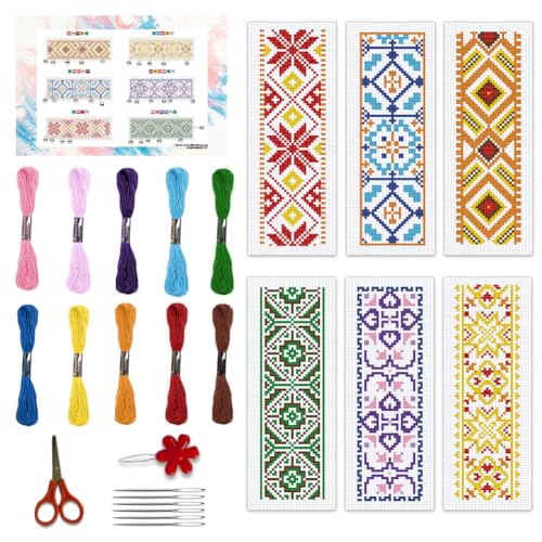 BEUNITONE Kreuzstich-Lesezeichen-Set im Vintage-Stil, für Anfänger, Blumenstickerei, 21,6 x 7,6 cm, 6 Stück BEUNITONE Kreuzstich-Lesezeichen-Set im Vintage-Stil, für Anfänger, Blumenstickerei, 21,6 x 7,6 cm, 6 Stück von BEUNITONE