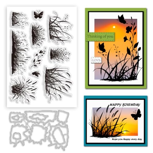 BEUNITONE Transparente Stempel und Stanzformen für Kartenherstellung, Grasstempel und Stanzformen für Alben, Papier, Scrapbooking, Bastelbedarf von BEUNITONE