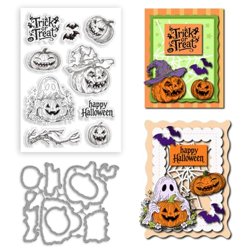 BEUNITONE Transparenter Halloween-Kürbis-Stempel und Stanz-Set für selbstgemachte Kartenherstellung, 10,9 x 16,3 cm, Wörter, Stempel, Schablone und Stanzformen für Album, Notizbuch, Scrapbooking BEUNITONE Transparenter Halloween-Kürbis-Stempel und Stanz-Set für selbstgemachte Kartenherstellung, 10,9 x 16,3 cm, Wörter, Stempel, Schablone und Stanzformen für Album, Notizbuch, Scrapbooking von BEUNITONE