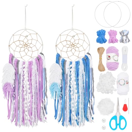 BEUNITONE Traumfänger-Set zum Selbermachen, zweifarbig, Boho, lila, blau, Wolle, Garn, handgefertigt, Traumfänger für Anfänger, Wanddekoration für Frauen, Geschenk, Mond, Sonne, DIY-Geschenke für BEUNITONE Traumfänger-Set zum Selbermachen, zweifarbig, Boho, lila, blau, Wolle, Garn, handgefertigt, Traumfänger für Anfänger, Wanddekoration für Frauen, Geschenk, Mond, Sonne, DIY-Geschenke für von BEUNITONE
