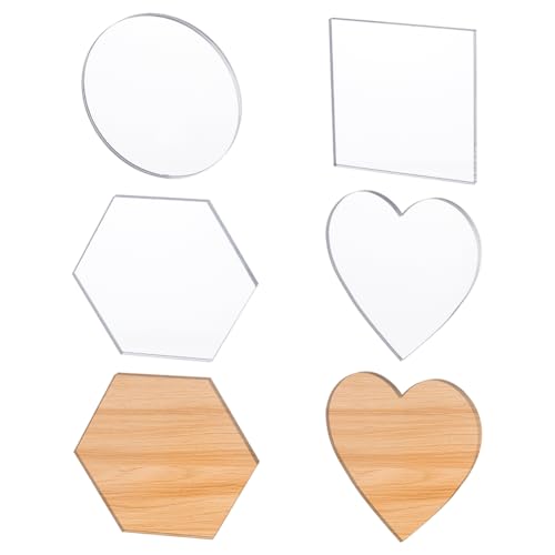 BEUNITONE Untersetzer-Vorlage, klare Acryl-Schablonen, Holzbearbeitungsfräser-Schablonen, 4 Formen, unregelmäßige Vorlage, perfekt als Tischschutz und Tassenzubehör (6 mm dick), 4 Stück von BEUNITONE