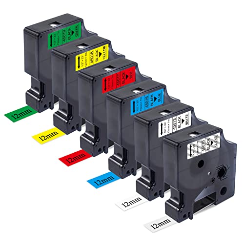 BEYONDTEK Kompatibel mit Dymo D1 Etikettenband 12mm x 7m für Dymo LabelManager 160 210D 360D 280 420P 500TS, D1 45013 45010 45016 45017 45018 45019 Schriftbänder von BEYONDTEK