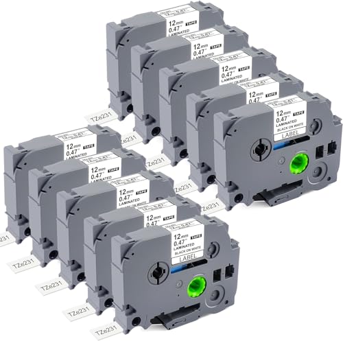BEYONDTEK Kompatibles für Brother TZe-231 TZ Tape 12mm 0.47 Laminiertes Band Schwarz auf Weiß, für Brother P-Touch Label Maker PT-H110 PT-H108GT PTH100R PT-H200 von BEYONDTEK