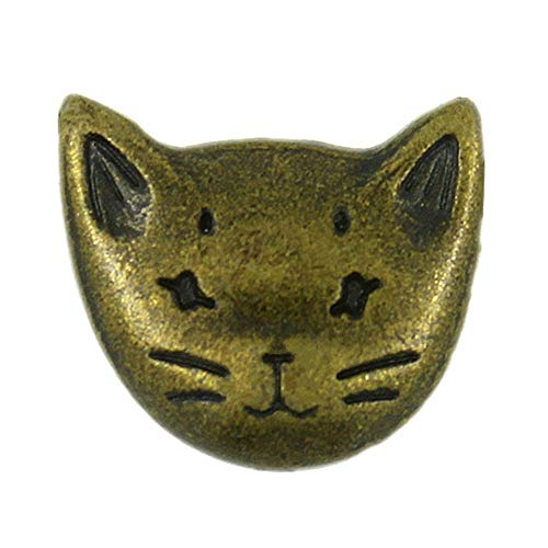 Bezelry Katze aus Messing antik mit Metallstab Farbe Knöpfe 18 mm Set 12 Stück von BEZELRY