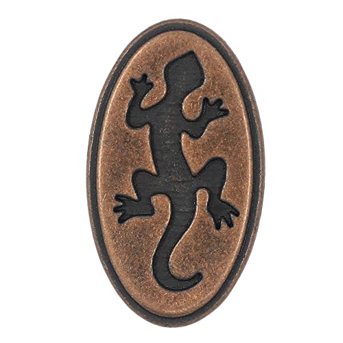 Bezelry Knöpfe, oval, Metallschaft, Gecko-Eidechsenmuster, 25 mm, Antik-Kupfer, 12 Stück von BEZELRY