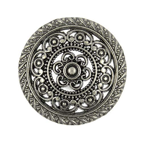 Bezelry Metall-Knöpfe, filigran, 30 mm, Grau / Silber, 8 Stück von BEZELRY