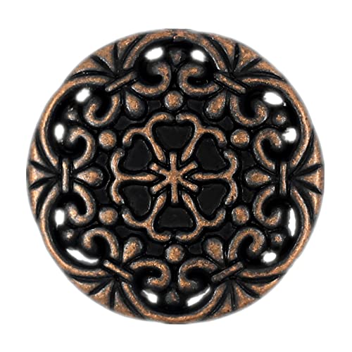 Bezelry Metallknöpfe, konzentrisch, Blume, 20 mm (3/4 Zoll), Antikkupfer, 12 Stück von BEZELRY