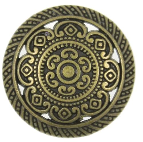 Bezelry Metall-Schaftknöpfe mit Spitzenmuster, 22 mm, antikes Messing, 12 Stück von BEZELRY