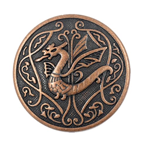 Bezelry Spitfire Keltischer Drachen-Knöpfe, Metallschaft, 25 mm, Antikkupfer, 10 Stück von BEZELRY