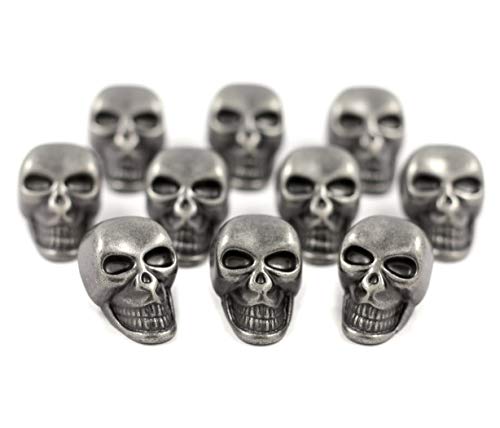 Bezelry Totenkopf-Knöpfe, 25 x 16 mm, Grau/silberfarben, 10 Stück von BEZELRY
