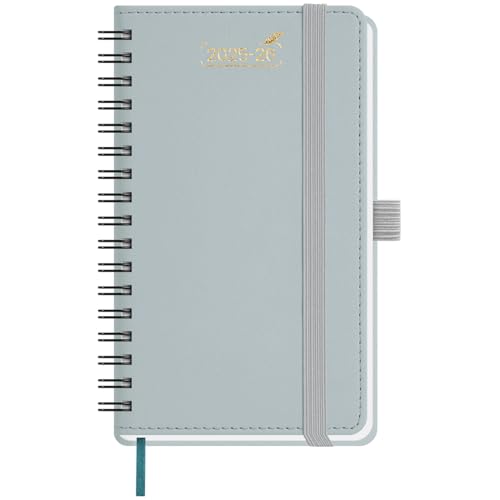 BEZEND 18-Monate Taschenkalender 2025 2026 klein (Juli 25-Dez 26), Kalender 25/26 Wochenplaner A6 1 Woche 2 Seiten mit 2 Spalten, Terminplaner Ringbuch 25/26 mit PU-Leder Softcover, Graublau von BEZEND