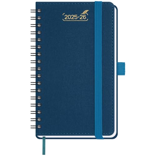 BEZEND 18-Monate Taschenkalender 2025 2026 klein (Juli 25-Dez 26), Kalender 25/26 Wochenplaner A6 1 Woche 2 Seiten mit 2 Spalten, Terminplaner Ringbuch 25/26 mit PU-Leder Softcover, Preußisch Blau von BEZEND