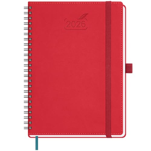 BEZEND Kalender 2026 Buchkalender A5 Ringbuch 1 Woche 2 Seiten | Terminplaner 2026 Wochenplaner mit 80 g/m² Papier & Monats-Register | Planer & Terminkalender mit PU-Leder Softcover - Rot BEZEND Kalender 2026 Buchkalender A5 Ringbuch 1 Woche 2 Seiten | Terminplaner 2026 Wochenplaner mit 80 g/m² Papier & Monats-Register | Planer & Terminkalender mit PU-Leder Softcover - Rot von BEZEND