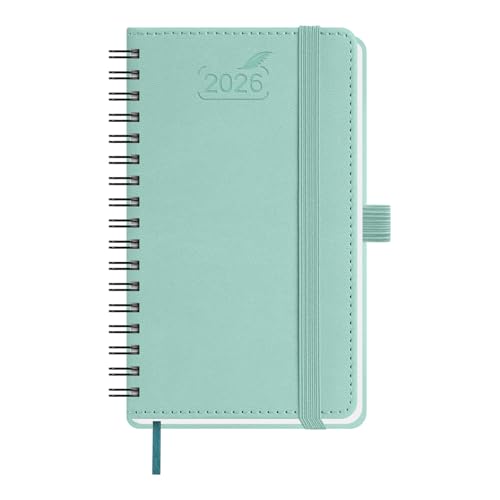 BEZEND Taschenkalender 2026 Klein Ringbuch 15,5 x 9 cm | Kalender 2026 Buchkalender 1 Woche 2 Seiten mit 80 g/m² Papier | Terminplaner 2026 Wochenplaner A6 mit PU-Leder Softcover - Mintgrün BEZEND Taschenkalender 2026 Klein Ringbuch 15,5 x 9 cm | Kalender 2026 Buchkalender 1 Woche 2 Seiten mit 80 g/m² Papier | Terminplaner 2026 Wochenplaner A6 mit PU-Leder Softcover - Mintgrün von BEZEND