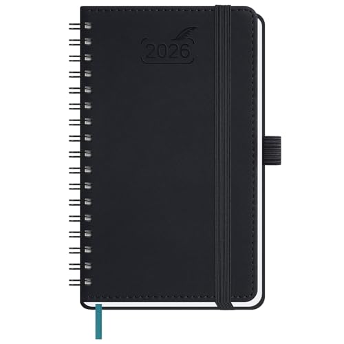 BEZEND Taschenkalender 2026 Klein Ringbuch 15,5 x 9 cm | Kalender 2026 Buchkalender 1 Woche 2 Seiten mit 80 g/m² Papier | Terminplaner 2026 Wochenplaner A6 mit PU-Leder Softcover - Schwarz BEZEND Taschenkalender 2026 Klein Ringbuch 15,5 x 9 cm | Kalender 2026 Buchkalender 1 Woche 2 Seiten mit 80 g/m² Papier | Terminplaner 2026 Wochenplaner A6 mit PU-Leder Softcover - Schwarz von BEZEND