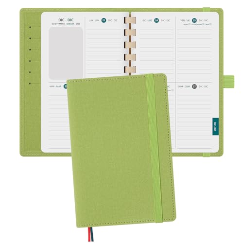BEZEND Taschenkalender 2026 Klein [auf Deutsch] ca.A6 17 x 11 cm, Kalender 2026 Klein Ringbuch mit Softcover & Abnehmbares Papier, Terminplaner 1 Woche 2 Seite mit Kartenschlitz, Fruchtgrün von BEZEND