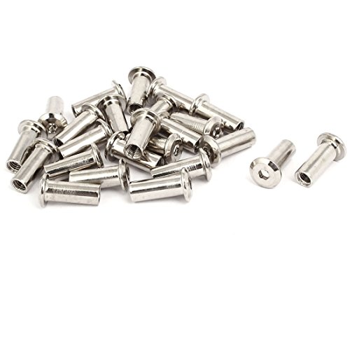 Schraubenmutter, M6 x 20 mm, Innengewinde, Innensechskant, Andock-Verbindungsmutter, Möbelbeschläge, 24 Stück Schraubenmutter, M6 x 20 mm, Innengewinde, Innensechskant, Andock-Verbindungsmutter, Möbelbeschläge, 24 Stück von BEZEOVDWJ
