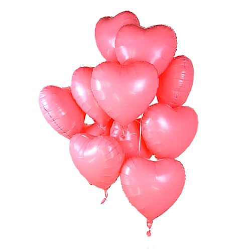 12 Stück Folienballon "ROSA HERZ" im Herz-Design (43cm) Heliumballon Luftballon - Hochzeit Geburtstag Verlobung Party Dekoration Liebe rosa (12) von BF Souvenirs