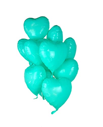 12 Stück Folienballon "TÜRKISES HERZ" im Herz-Design (43cm) Heliumballon Luftballon - Hochzeit Geburtstag Verlobung Party Dekoration Liebe türkis von BF Souvenirs