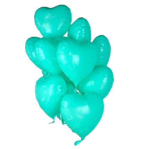 12 Stück Folienballon "TÜRKISES HERZ" im Herz-Design (43cm) Heliumballon Luftballon - Hochzeit Geburtstag Verlobung Party Dekoration Liebe türkis von BF Souvenirs