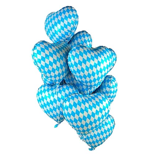 12 Stück Herz Folienballon "BAVARIAN HEART" im bayerischen Rautenmuster (45cm) - Heliumballon Luftballon Hochzeit Geburtstag Bayern Party Oktoberfest Volksfest Biergarten (12) von BF Souvenirs
