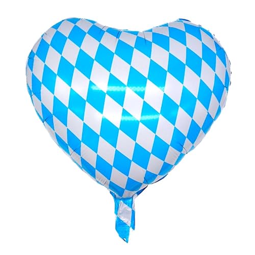 1x Herz Folienballon "BAVARIAN HEART" im bayerischen Rautenmuster (45cm) - Heliumballon Luftballon Hochzeit Geburtstag Bayern Party Oktoberfest Volksfest Biergarten von BF Souvenirs