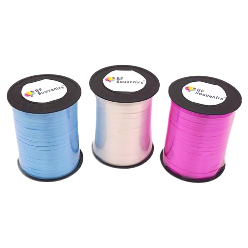 3 Stück 500m Rolle Premium Ballonband Geschenkband Kräuselband Ringelband Bastelband Verpackungsband Polyesterband (3 Farben) von BF Souvenirs