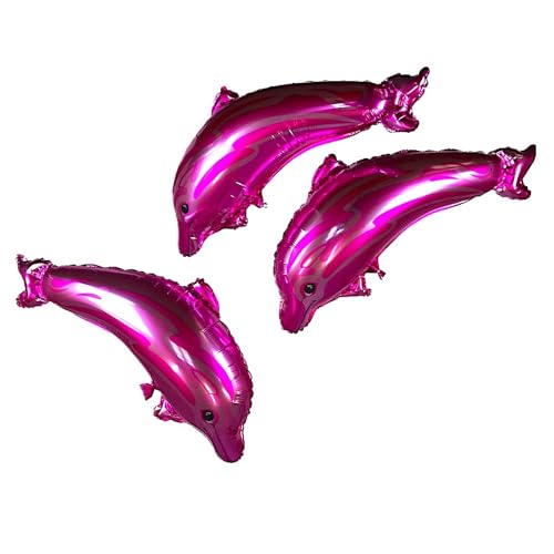 3 Stück Folienballon Delphin "PINK DOLPHIN" (84cm) Luftballon Heliumballon Tiere Geburtstag Party von BF Souvenirs
