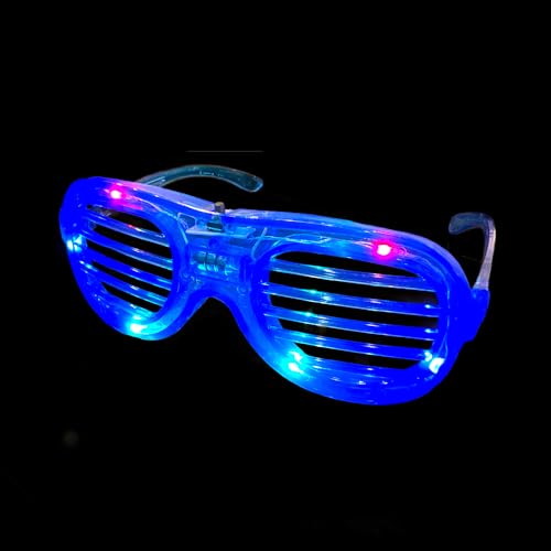 BF Souvenirs LED Brillen Partybrille, 4 Farben, leuchtet, blinkt, Atzenbrille, Atzen/Hochzeit/Konzert/Party (Blau) von BF Souvenirs