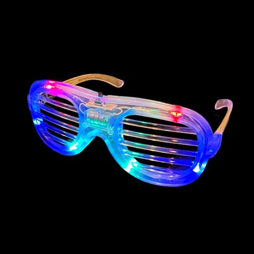 BF Souvenirs LED Brillen Partybrille, 4 Farben, leuchtet, blinkt, Atzenbrille, Atzen/Hochzeit/Konzert/Party (Transparent) von BF Souvenirs