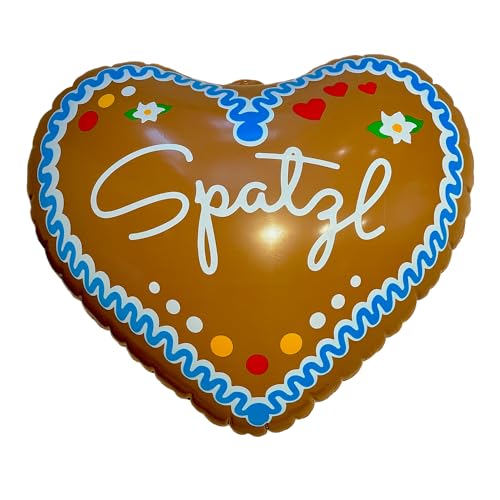 aufblasbares Viynl Herz "SPATZL" Lebkuchenherz Design 50cm (wiederverwenbar) - Dekoration Oktoberfest Gartenparty Party Bäckerei Restaurant Geburtstag Bayern Volksfest von BF Souvenirs