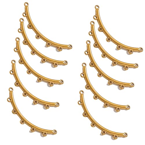 10 Stück gebogene Edelstahlverbinder, Multiloch, poröser Steckverbinder, Schmuck, Komponente, Halsketten-Zubehör von BFANGLC