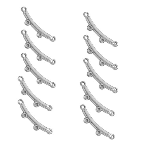 10 Stück gebogene Edelstahlverbinder, Multiloch, poröser Steckverbinder, Schmuck, Komponente, Halsketten-Zubehör von BFANGLC