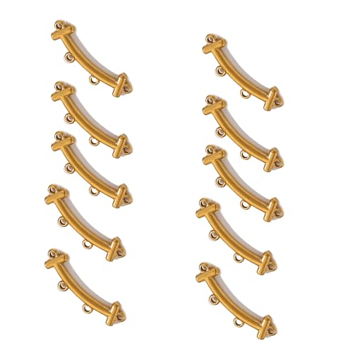 10 Stück gebogene Edelstahlverbinder, Multiloch, poröser Steckverbinder, Schmuck, Komponente, Halsketten-Zubehör von BFANGLC