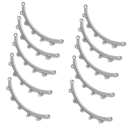 10 Stück gebogene Edelstahlverbinder, Multiloch, poröser Steckverbinder, Schmuck, Komponente, Halsketten-Zubehör von BFANGLC