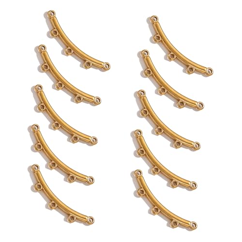 10 Stück gebogene Edelstahlverbinder, Multiloch, poröser Steckverbinder, Schmuck, Komponente, Halsketten-Zubehör von BFANGLC
