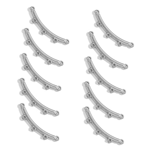 10 Stück gebogene Edelstahlverbinder, Multiloch, poröser Steckverbinder, Schmuck, Komponente, Halsketten-Zubehör von BFANGLC