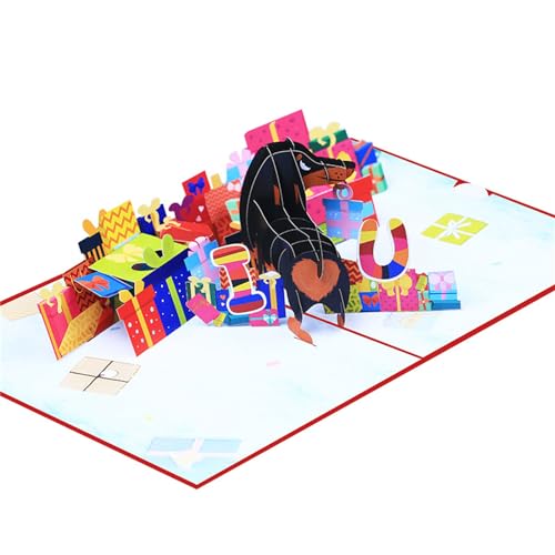 3D-Grußkarte mit Dackel-Motiv "I Love You" zum Valentinstag, 3D-Grußkarte, schöne Popup-Karte 3D-Grußkarte mit Dackel-Motiv "I Love You" zum Valentinstag, 3D-Grußkarte, schöne Popup-Karte von BFANGLC