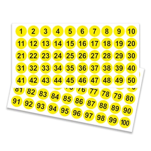 50 Blatt Zahlenaufkleber, rund, selbstklebend, Zahlen, Farbe, nummerierte Aufkleber, Klassifizierungsetiketten für Bürospinde von BFANGLC
