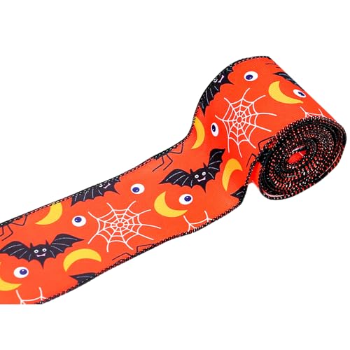Band für Festivals, Halloween, breit, 6,3 cm, Drahtkante, Kranz, Bastelband, Festival, Geschenkbox, Verpackung, Dekoration, 4,5 m Rolle Band für Festivals, Halloween, breit, 6,3 cm, Drahtkante, Kranz, Bastelband, Festival, Geschenkbox, Verpackung, Dekoration, 4,5 m Rolle von BFANGLC