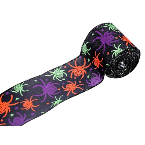 Band für Festivals, Halloween, breit, 6,3 cm, Drahtkante, Kranz, Bastelband, Festival, Geschenkbox, Verpackung, Dekoration, 4,5 m Rolle Band für Festivals, Halloween, breit, 6,3 cm, Drahtkante, Kranz, Bastelband, Festival, Geschenkbox, Verpackung, Dekoration, 4,5 m Rolle von BFANGLC