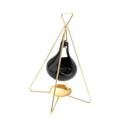 Eleganter Ölwärmer, schwarz/goldfarbener Brennständer mit Metallrahmen, Keramikhalter für Aroma und Dekoration Eleganter Ölwärmer, schwarz/goldfarbener Brennständer mit Metallrahmen, Keramikhalter für Aroma und Dekoration von BFANGLC
