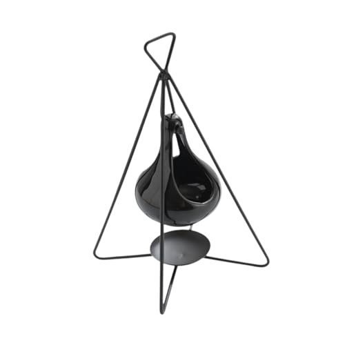 Eleganter Ölwärmer, schwarz/goldfarbener Brennständer mit Metallrahmen, Keramikhalter für Aroma und Dekoration Eleganter Ölwärmer, schwarz/goldfarbener Brennständer mit Metallrahmen, Keramikhalter für Aroma und Dekoration von BFANGLC