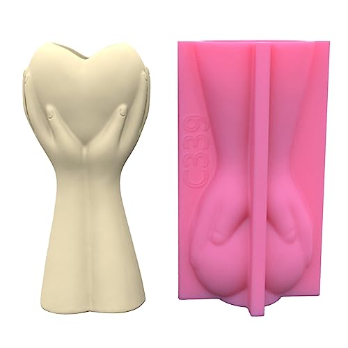 Epoxidharz-Form mit Herz und Hand, schöner Halter, Zement-Topf, Übertopf, Silikonvasenformen von BFANGLC